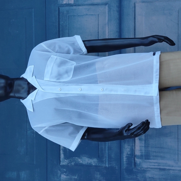 Syllables Systems Men's Mesh See Through White Summer Shirt - Picture 15 of 17